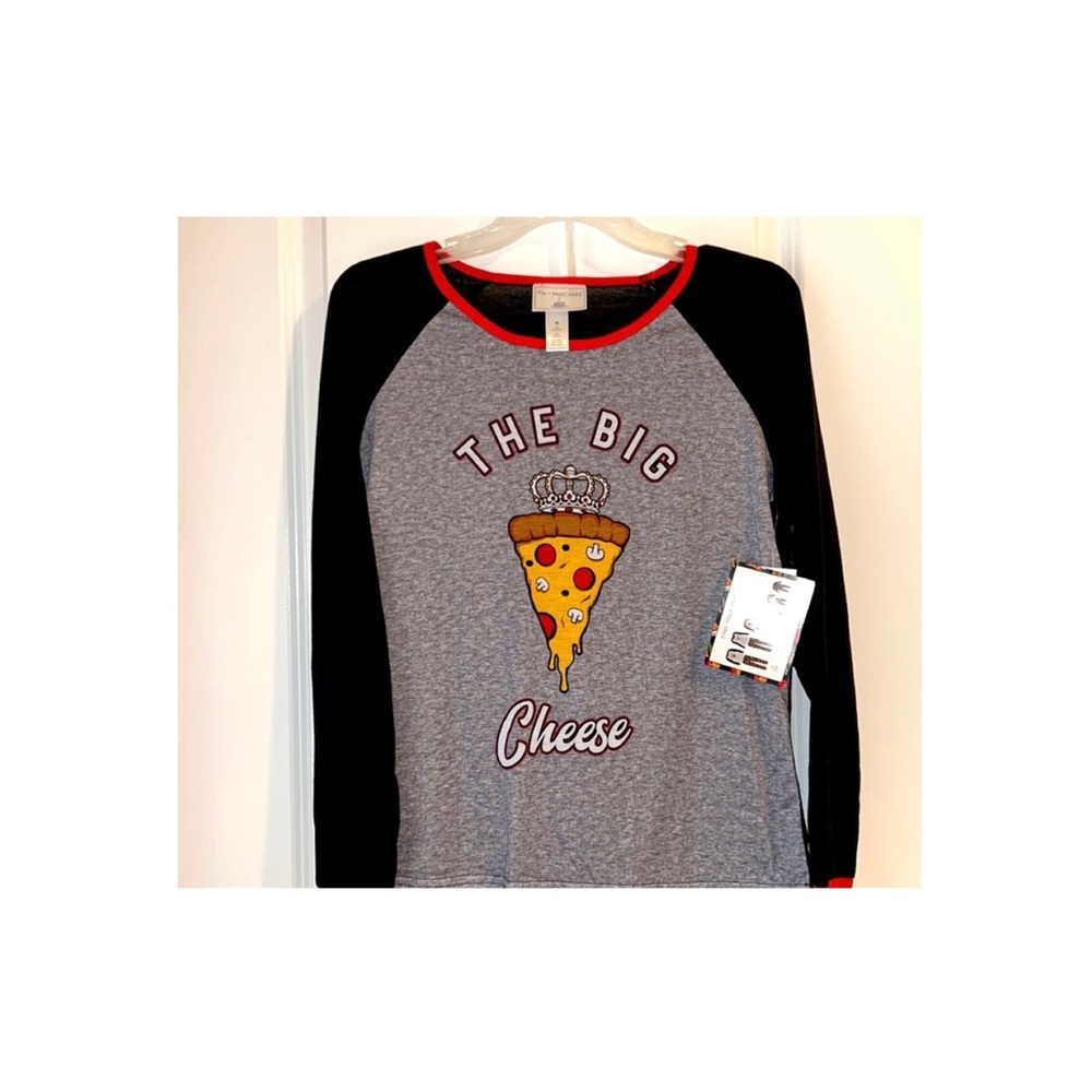 PJs + Pancakes Big Cheese Pizza Pajama Top M NWT Funny Sleep Shirt Loungewear